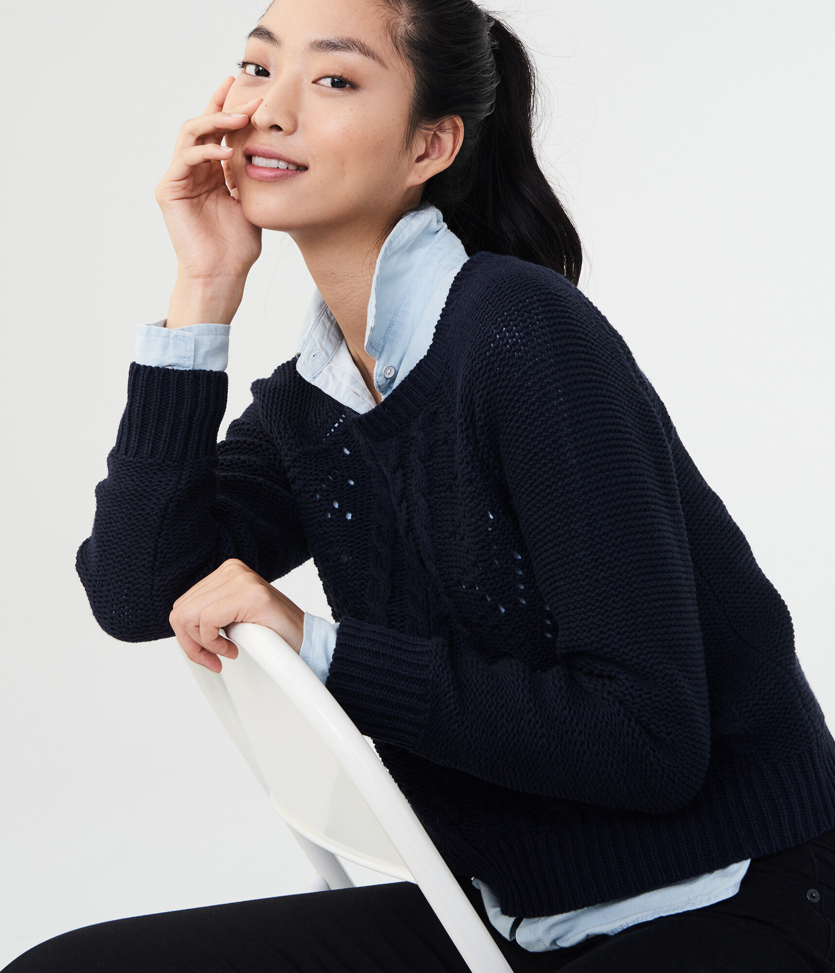 Solid Pointelle Sweater
