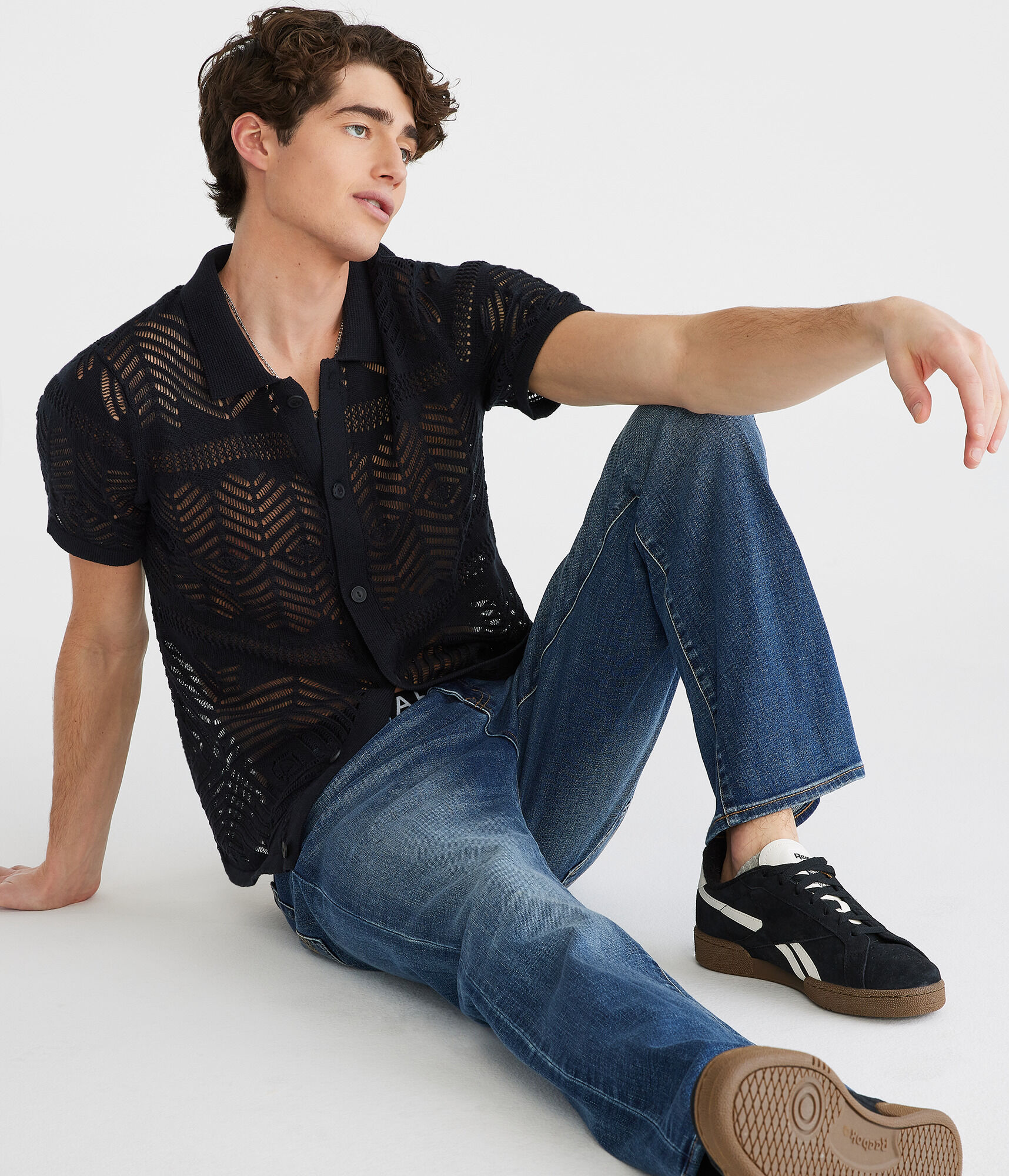 Chevron Crocheted Knit Shirt