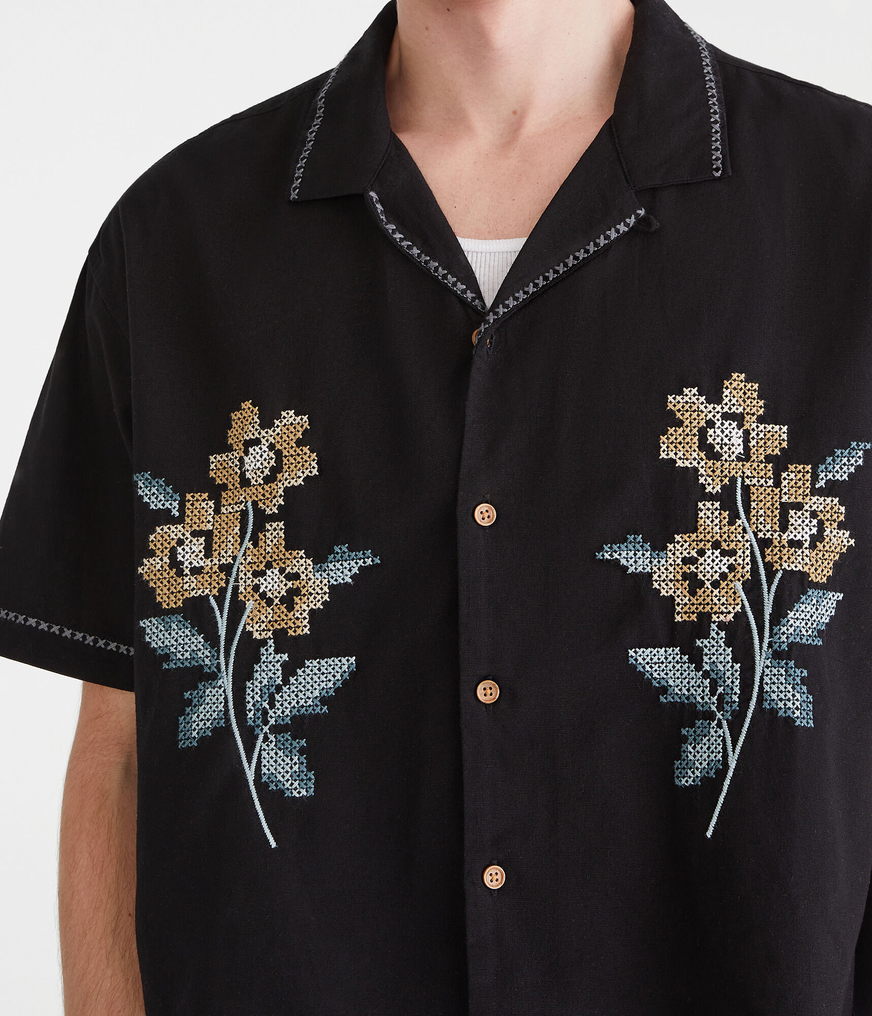 Floral Boxy Linen Camp Shirt
