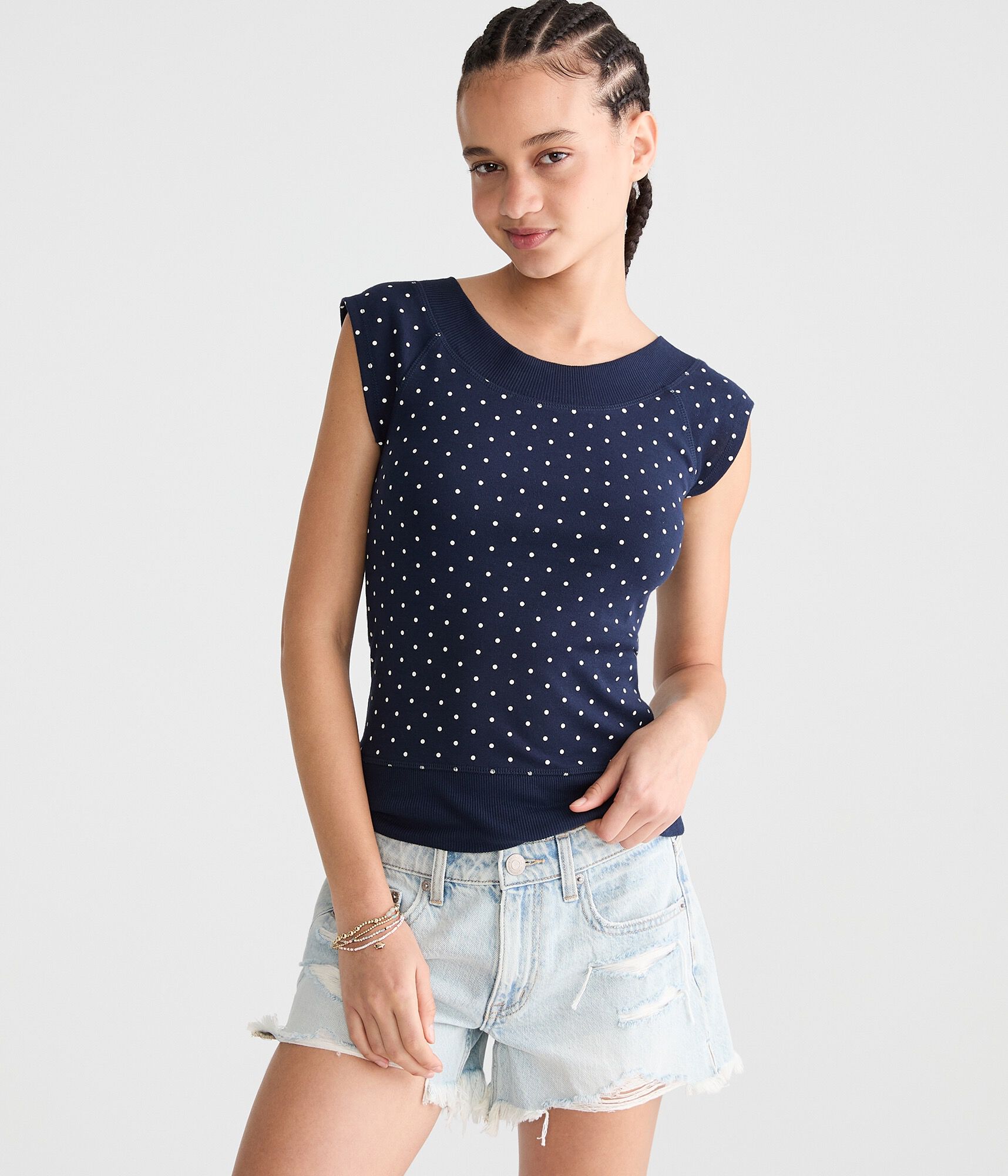 Seriously Soft Polka Dot Raglan Muscle Tee