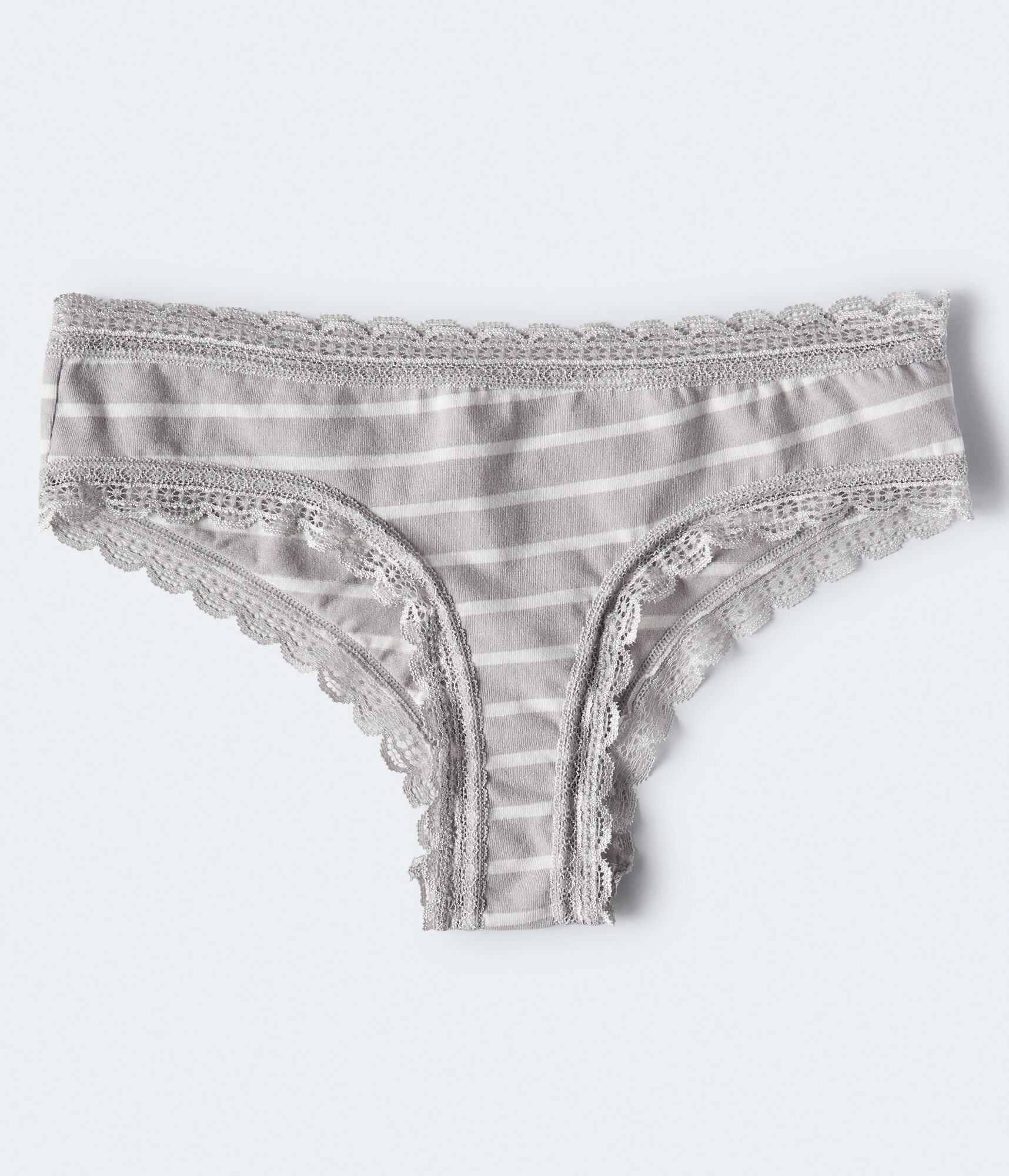 Striped Lace-Trim Cheeky