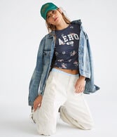 Aero Allover Floral Appliqué Graphic Tee
