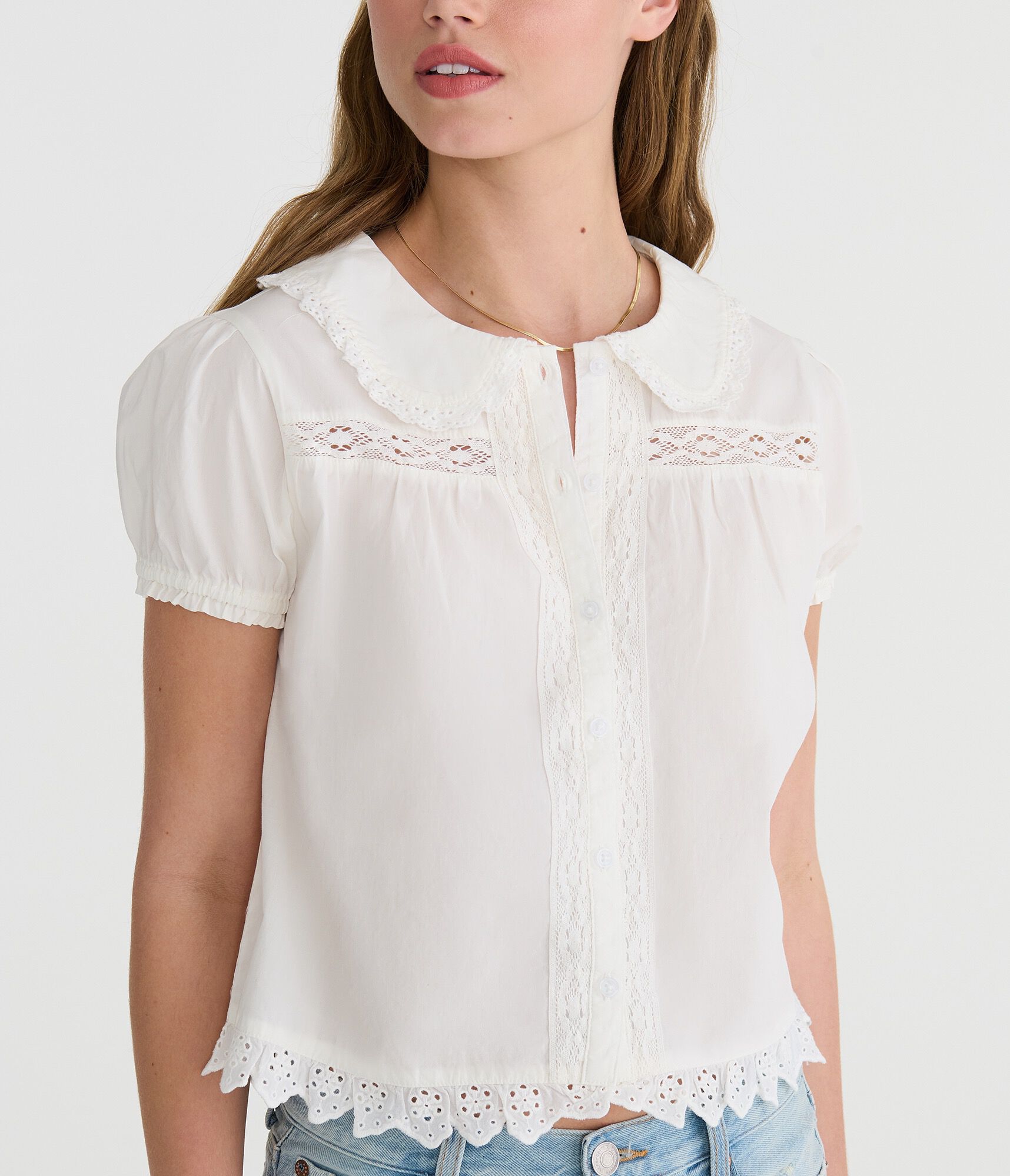 Lace &amp; Eyelet Peter Pan Blouse