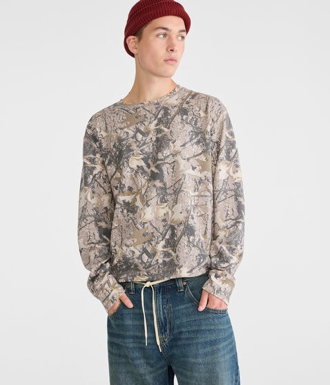 Long Sleeve Forest Camo Boxy Thermal Crew Tee Long Sleeve Forest Camo Boxy Thermal Crew Tee