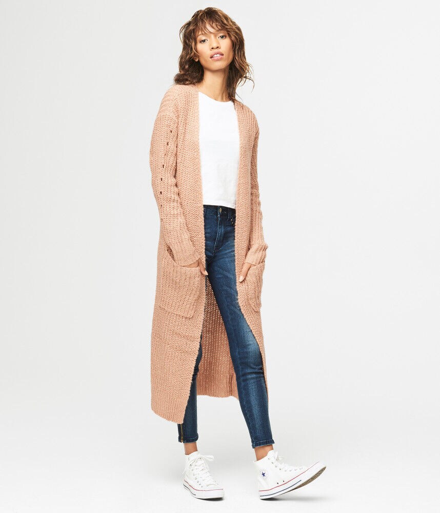 Metallic Cable Duster Cardigan