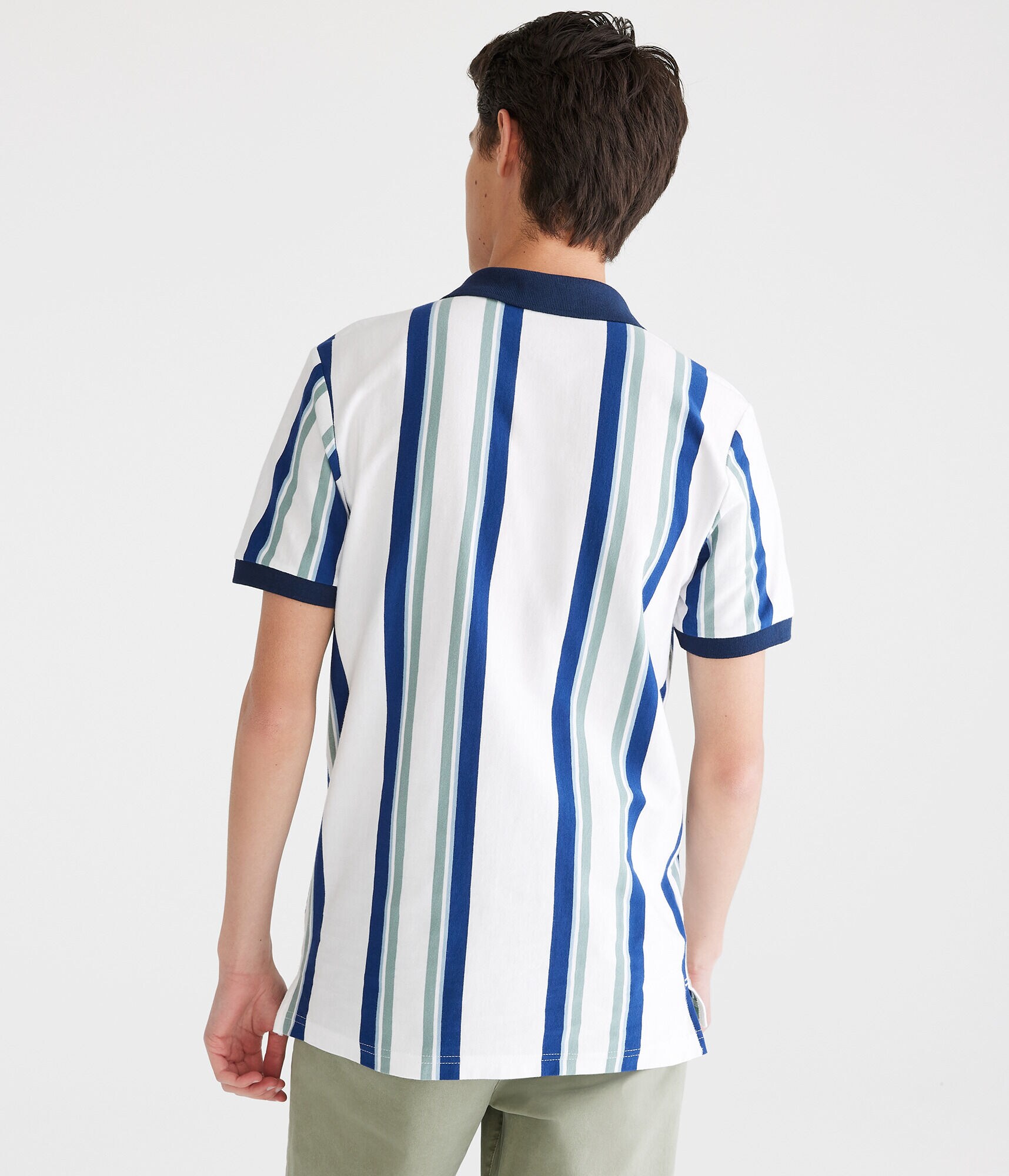 Vertical Stripe Jersey Polo