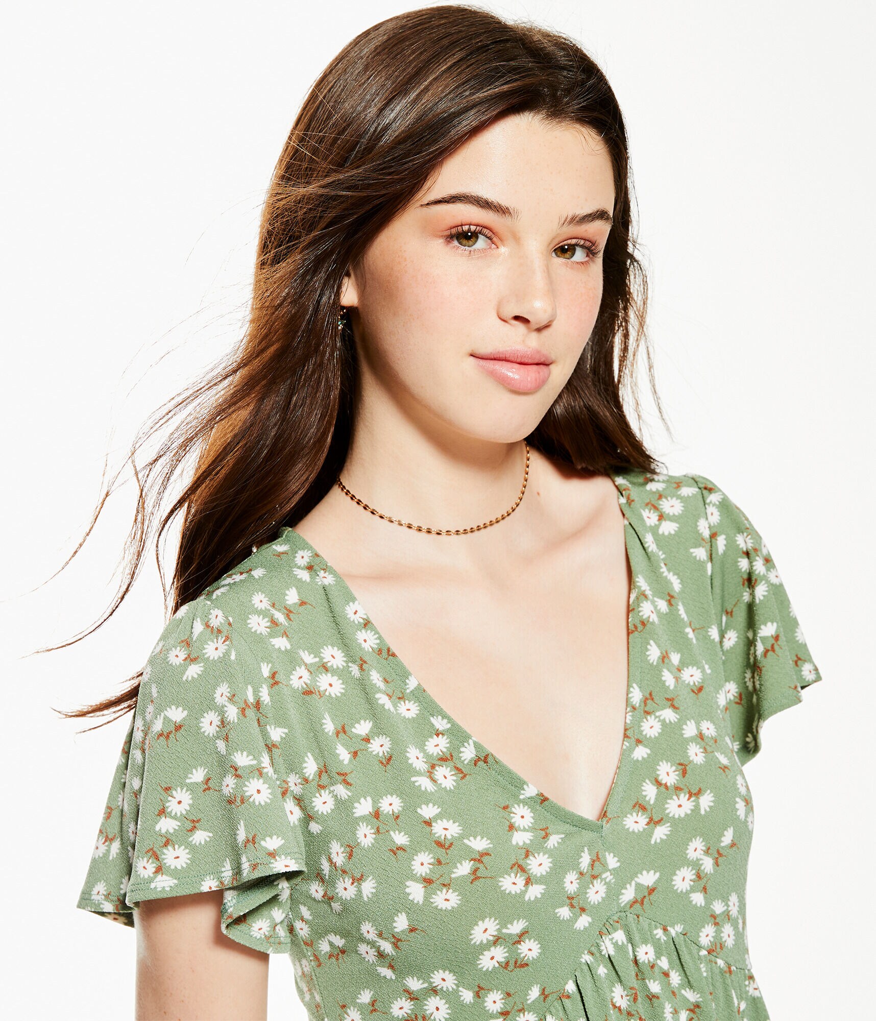 Floral V-Neck Babydoll Dress