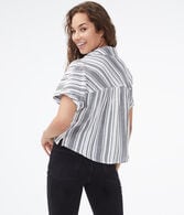 Striped Dolman Button-Down Camp Shirt