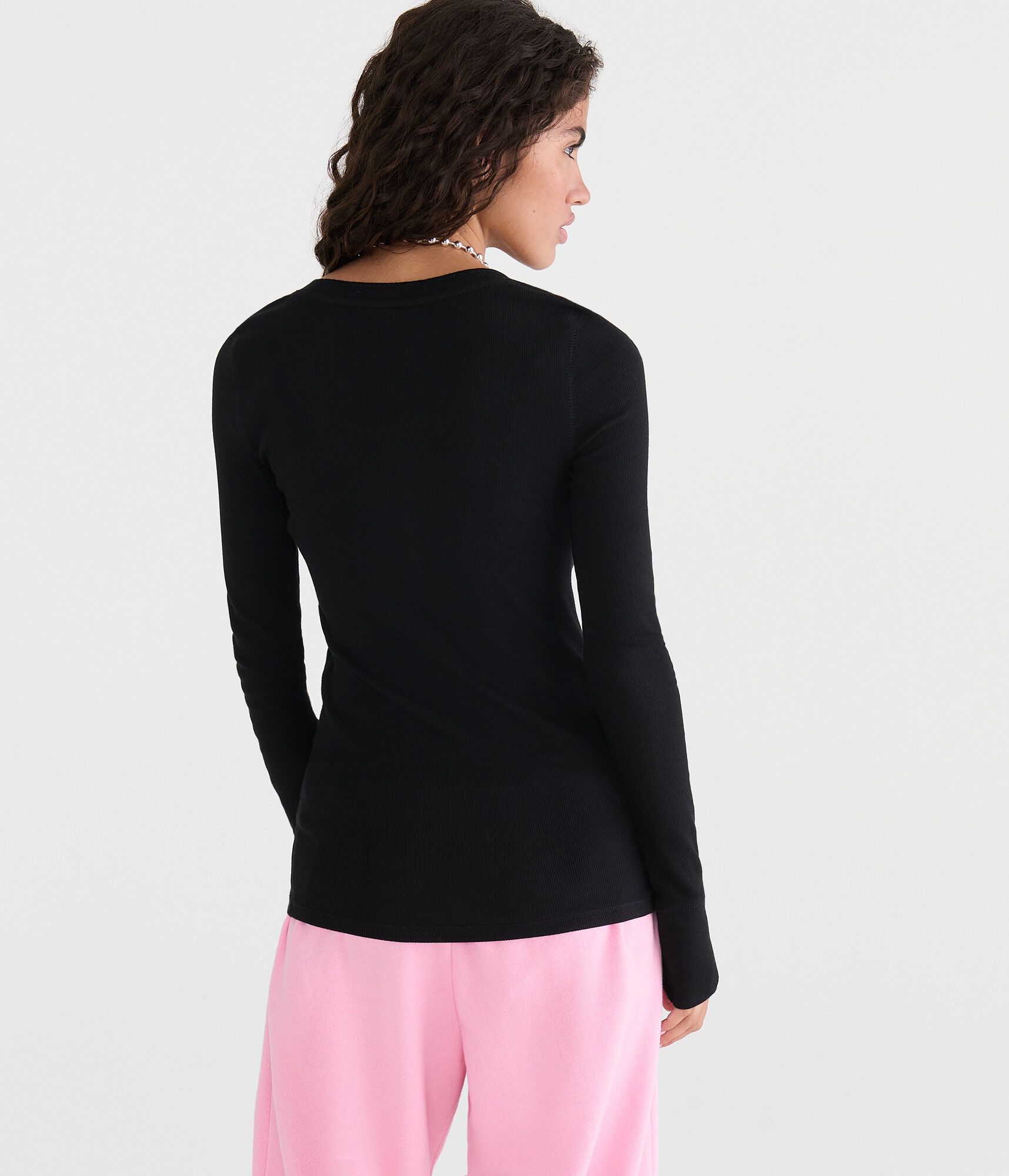 Long Sleeve Aeropostale Rhinestone Graphic Henley