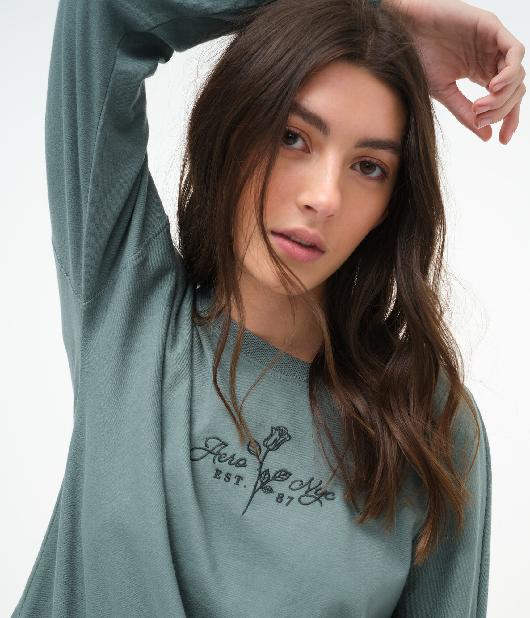 Long Sleeve Aero NYC Logo Oversized Graphic Tee