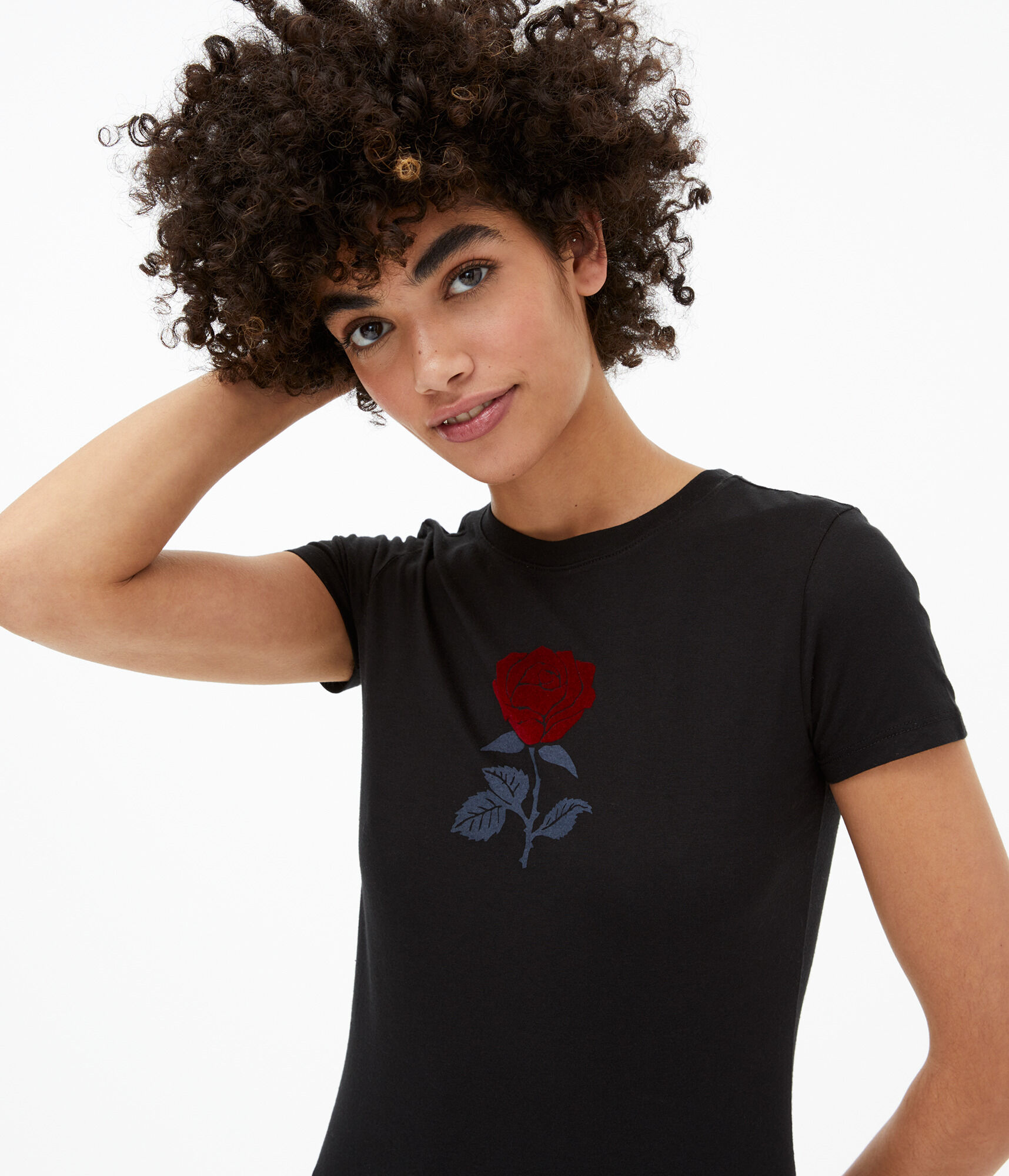 Flocked Rose Graphic Tee