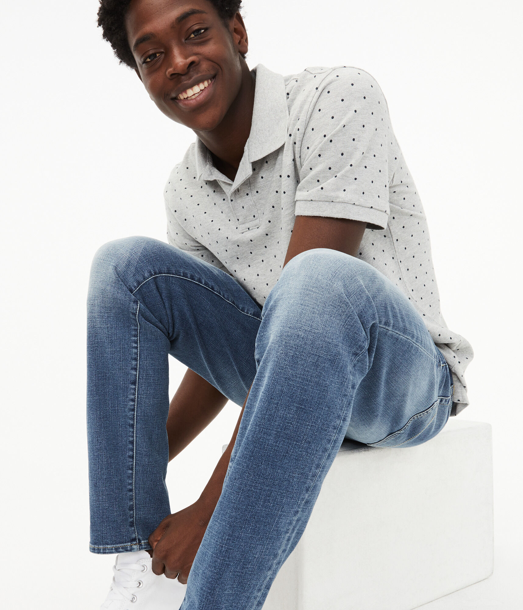 Polka Dot Pique Polo