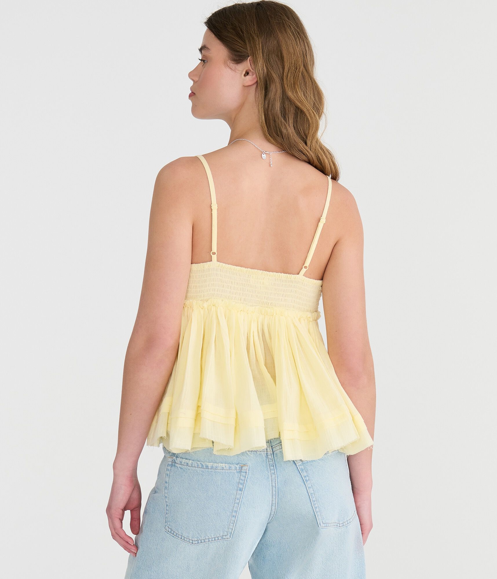 Crocheted V-Neck Babydoll Top