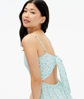 Floral Square-Neck Smocked Midi Dress