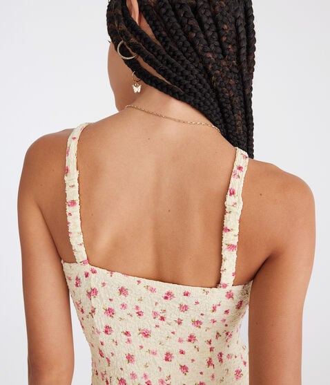 Floral Sweetheart Textured Mini Dress Floral Sweetheart Textured Mini Dress