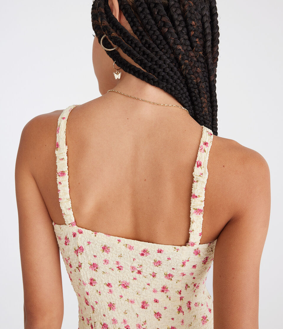 Floral Sweetheart Textured Mini Dress