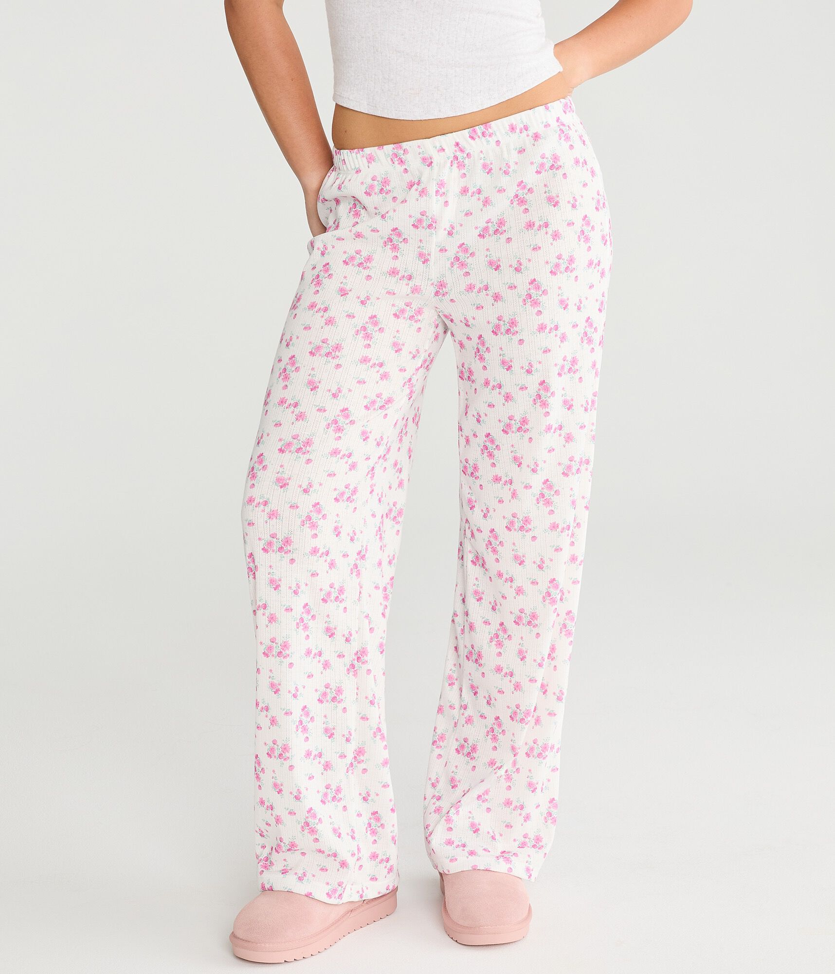 Floral Pointelle Straight Leg Sleep Pants