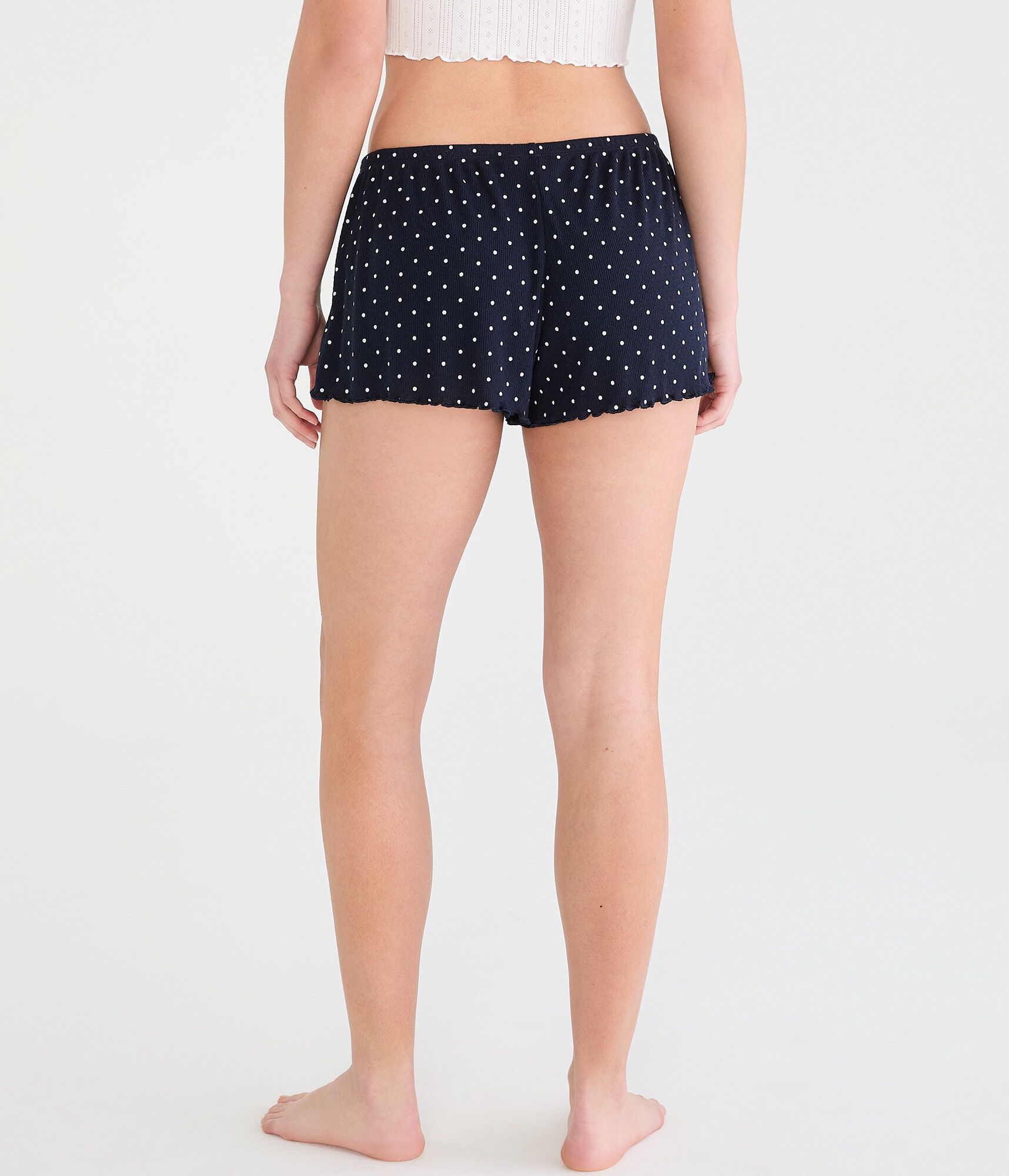 Polka Dot Low-Rise Lettuce-Edge Sleep Shorts