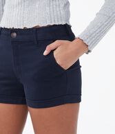 High-Rise Twill Midi Shorts