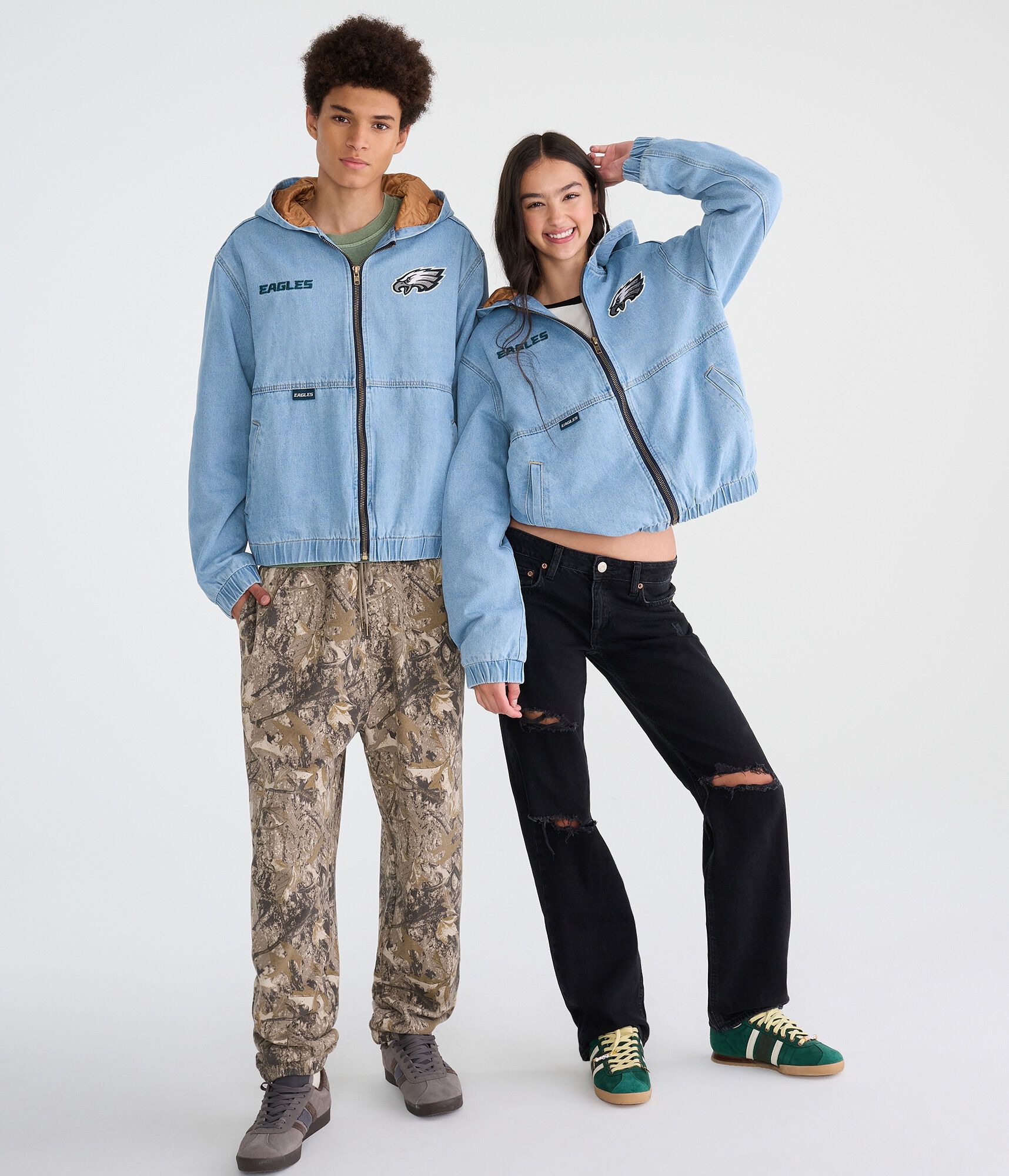 Philadelphia Eagles Full-Zip Hooded Denim Jacket