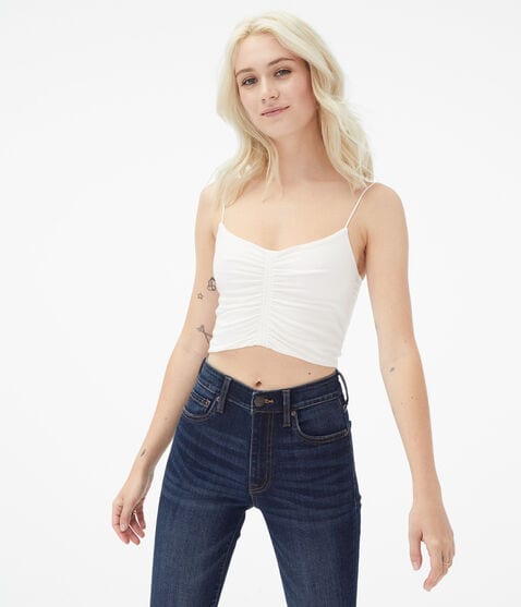 Seriously Soft Ruched Cropped Bungee Tank