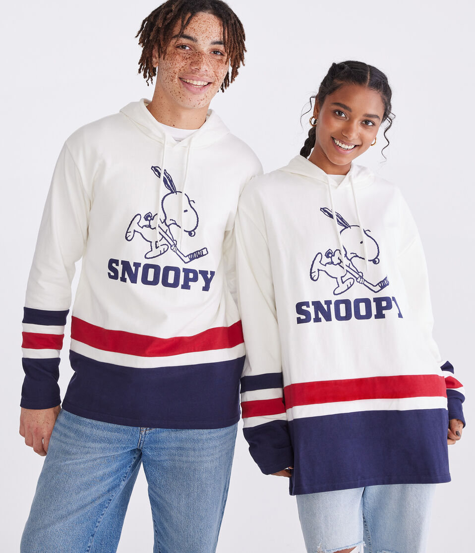 Peanuts® | Aéropostale Snoopy Hockey Striped Pullover Hoodie