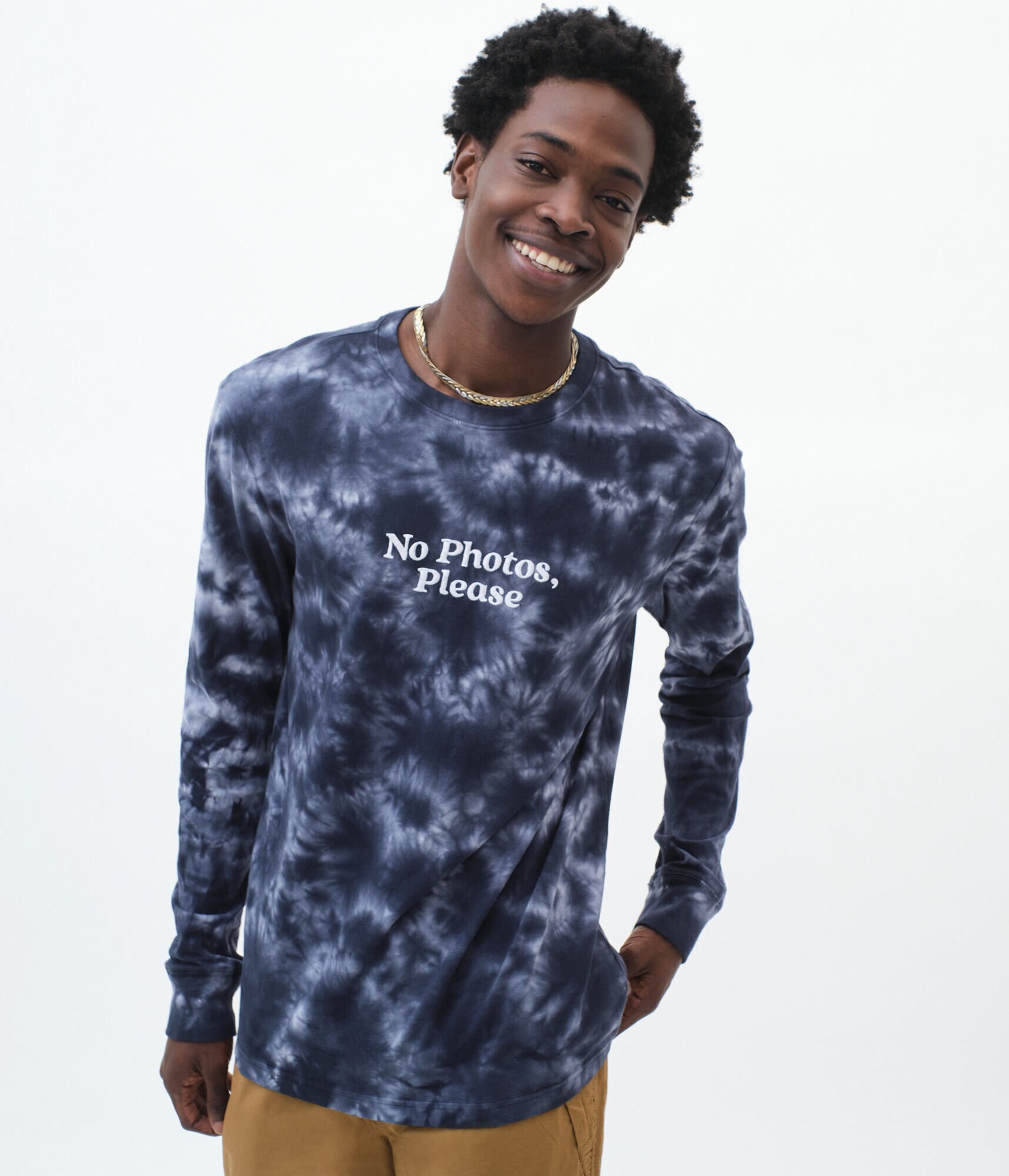 Long Sleeve No Photos Tie-Dye Graphic Tee