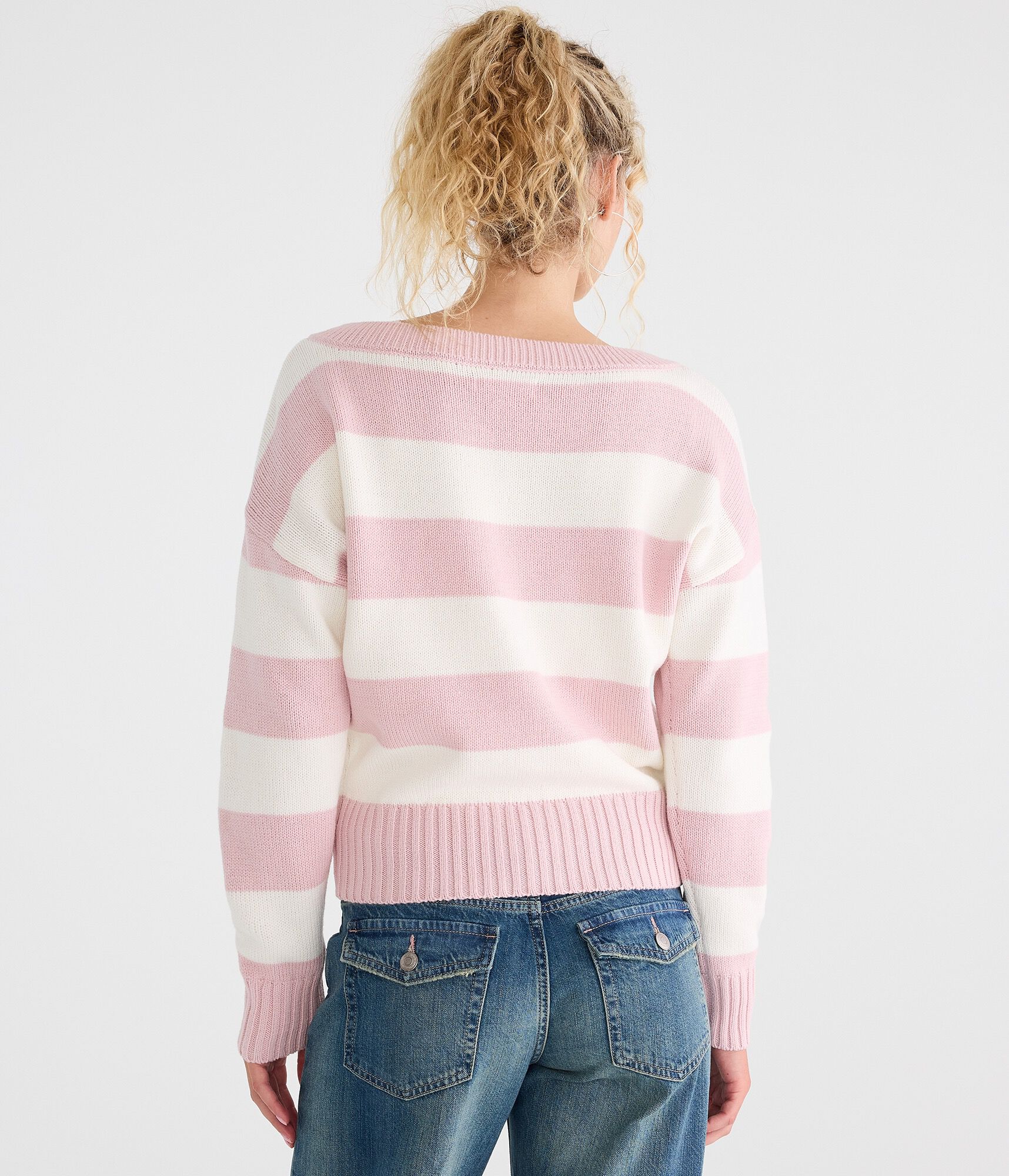 Striped Slouchy V-Neck Sweater