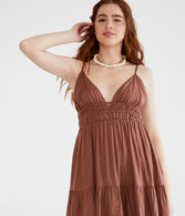 Solid V-Neck Babydoll Dress