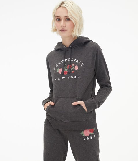 Aeropostale New York Flowers Pullover Hoodie Aeropostale New York Flowers Pullover Hoodie