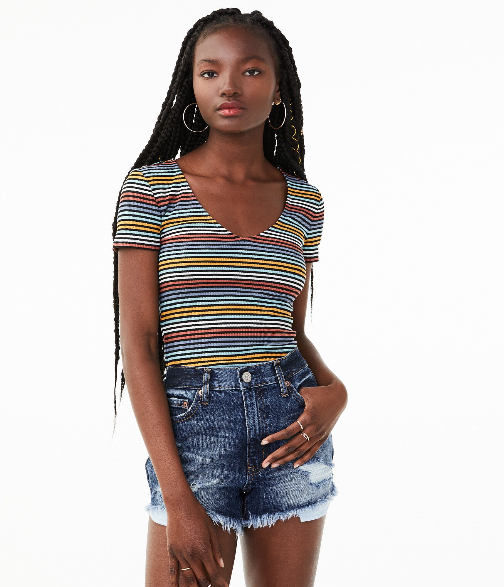 V neck bodycon top clearance