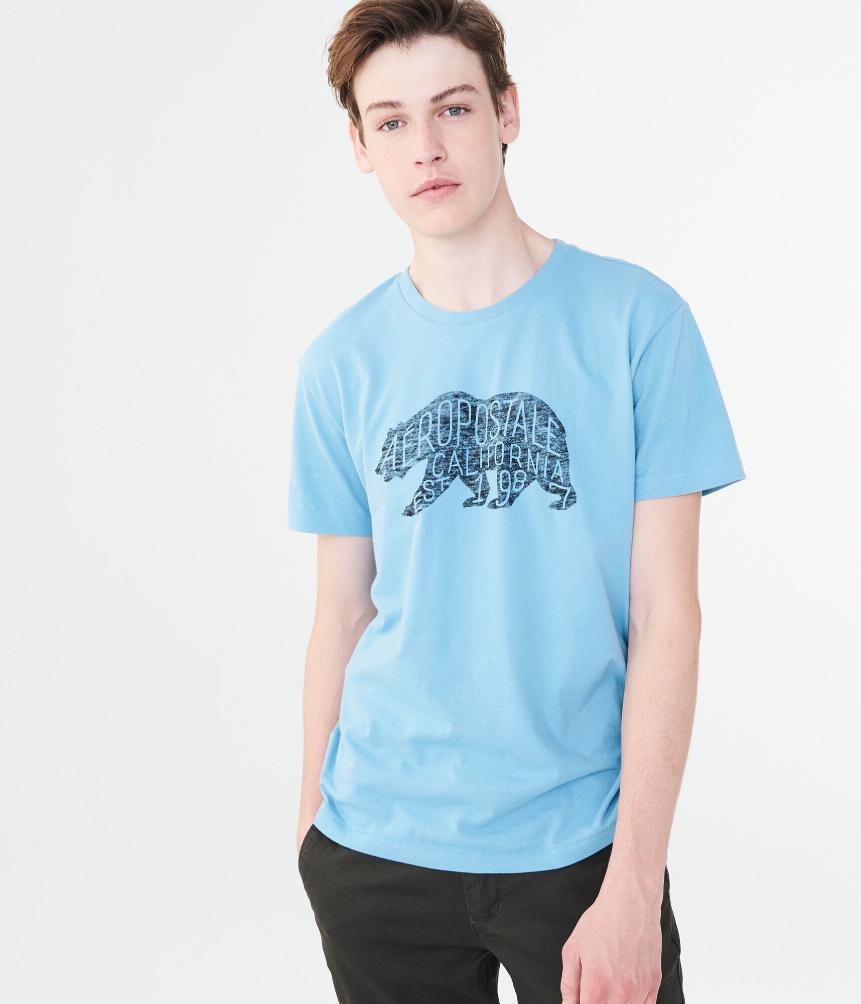 Aeropostale Heathered Bear Graphic Tee