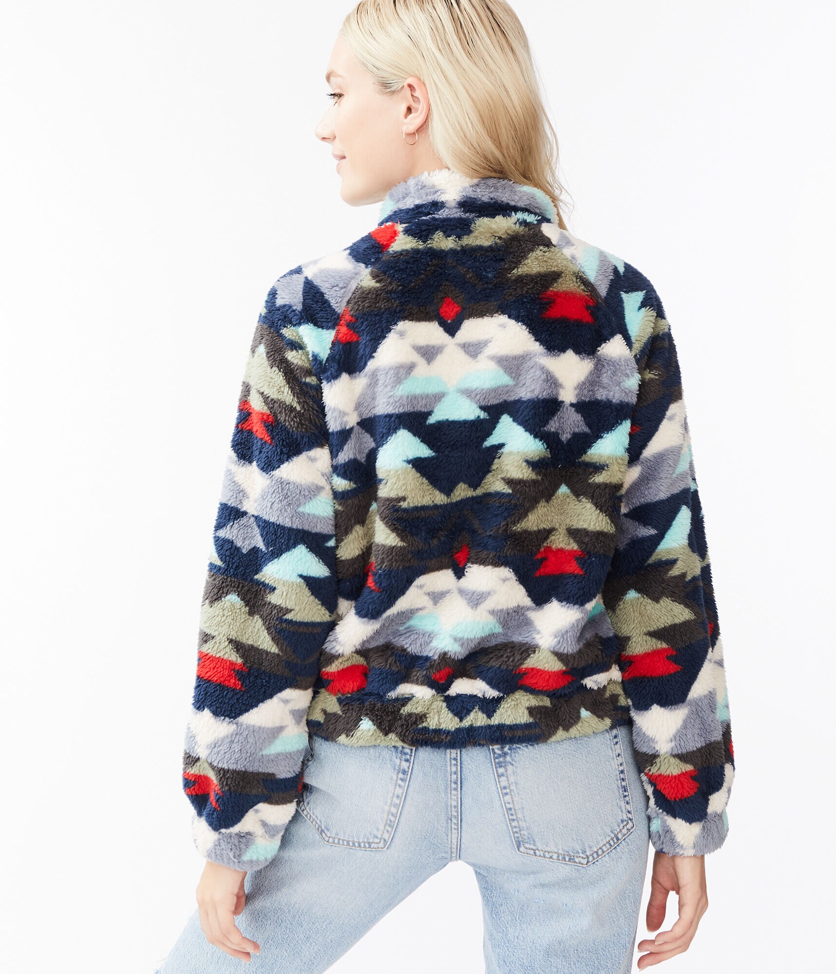 Printed Sherpa Fleece Half-Zip Pullover