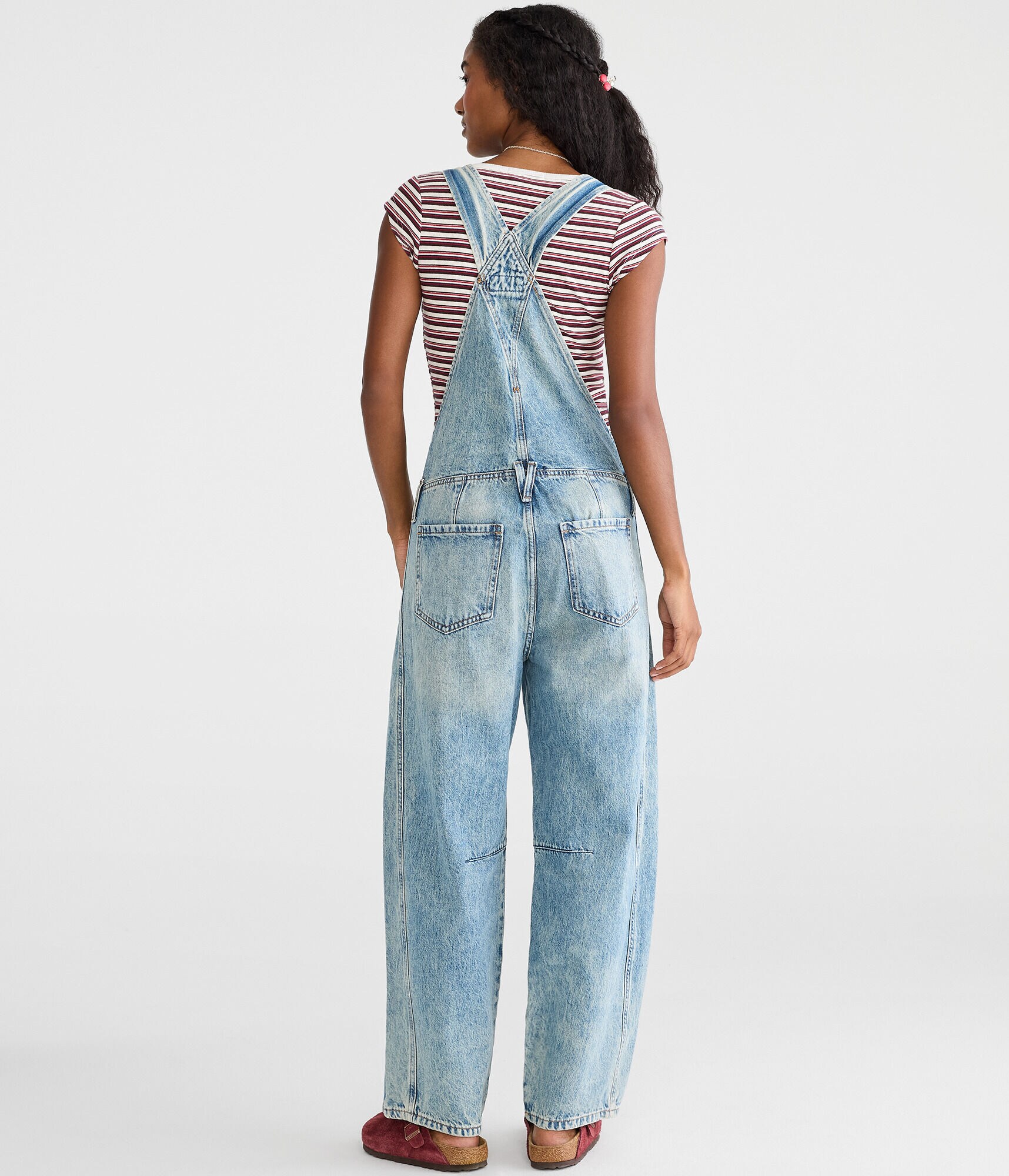 Barrel Leg Denim Overalls