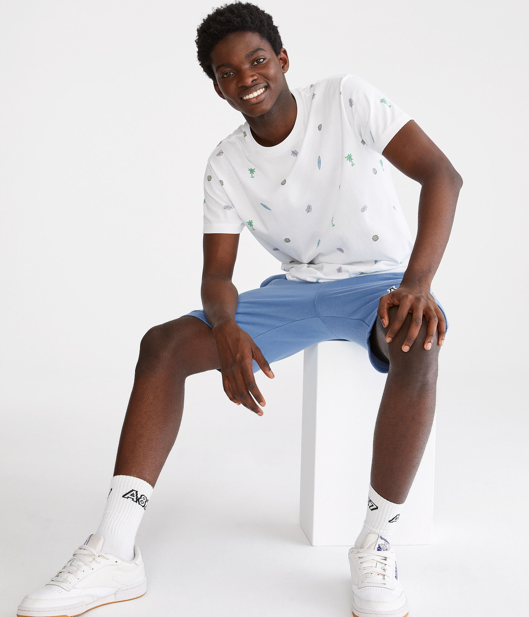 Palm Surfboard Print Graphic Tee