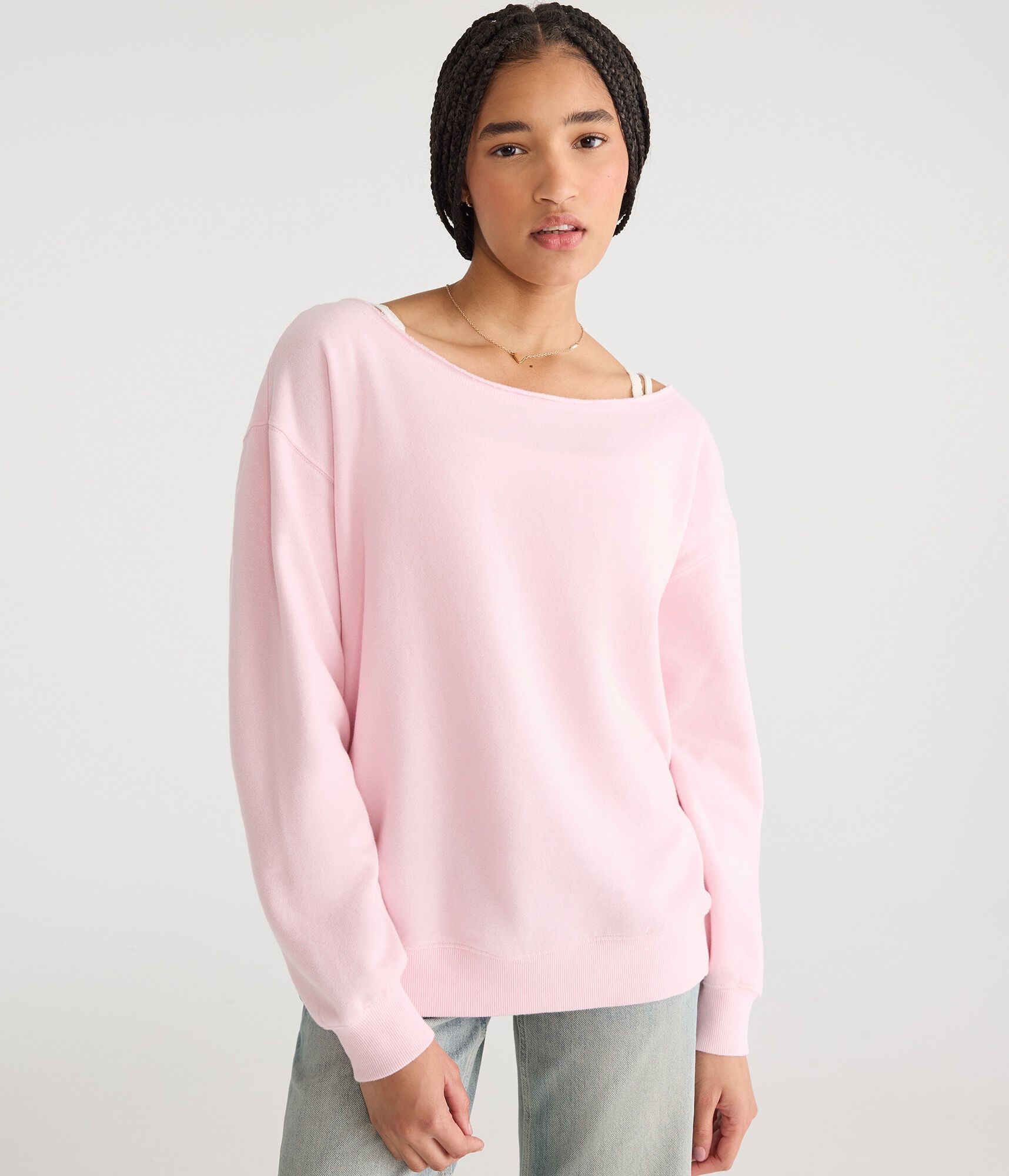 Cloud Soft Oversized Off-The-Shoulder Sweatshirt