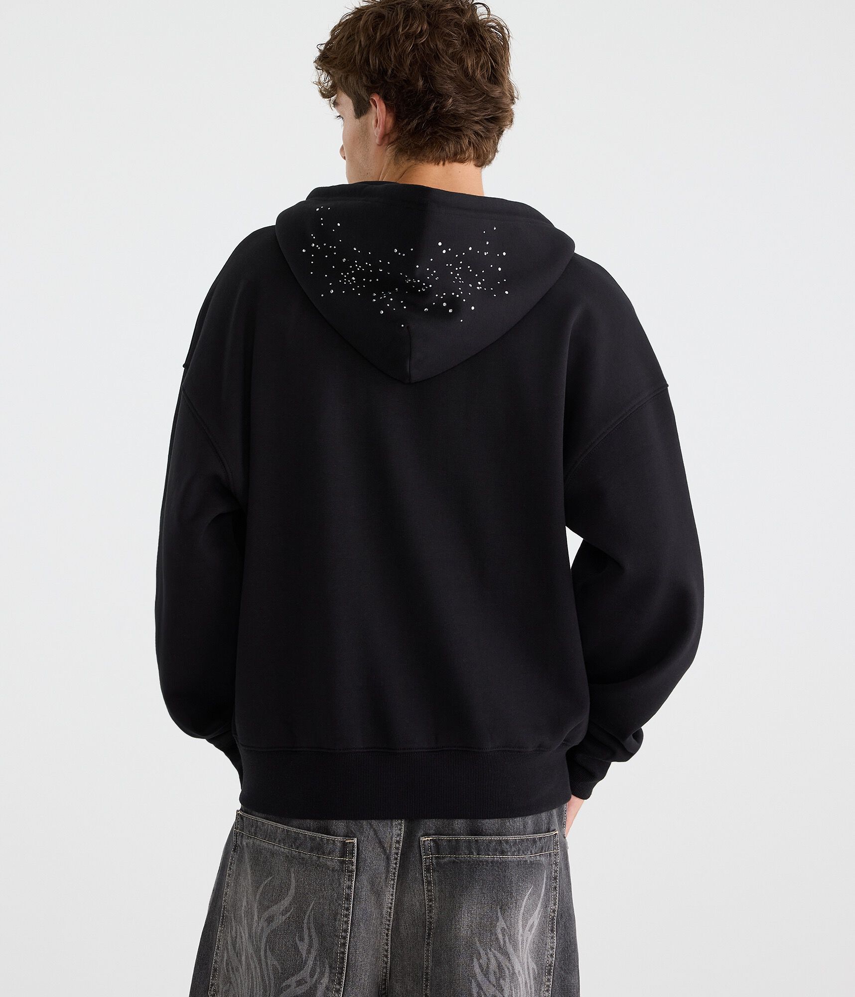 Cloud Soft Rhinestone Boxy Full-Zip Hoodie