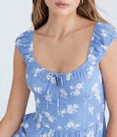 Floral Scoop-Neck Smocked Fit & Flare Dress
