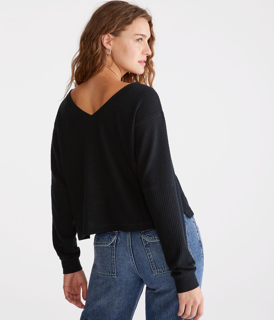 Long Sleeve Wear 2 Ways Cozy Waffle Tee