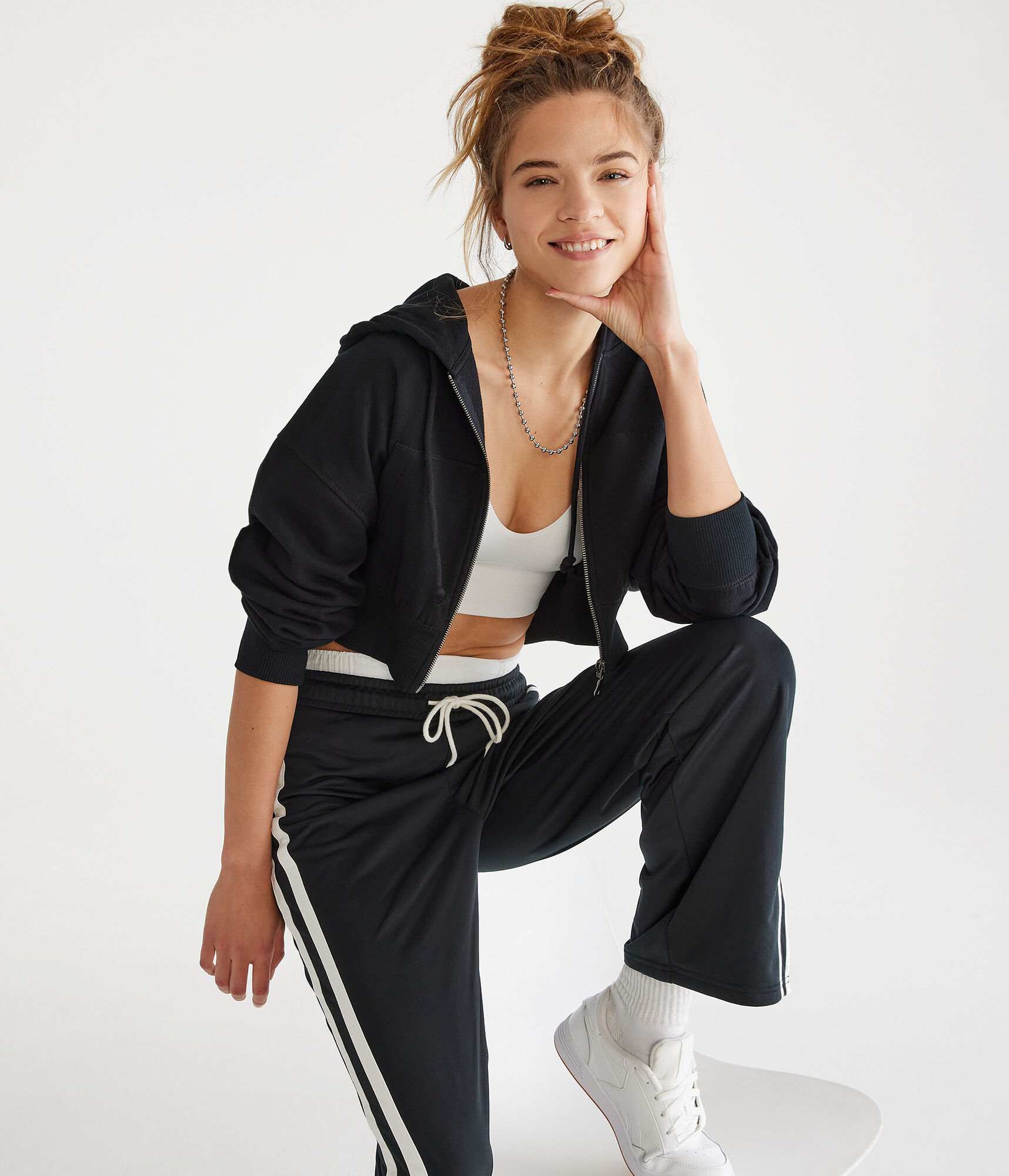 Oversized Cropped Full-Zip Hoodie