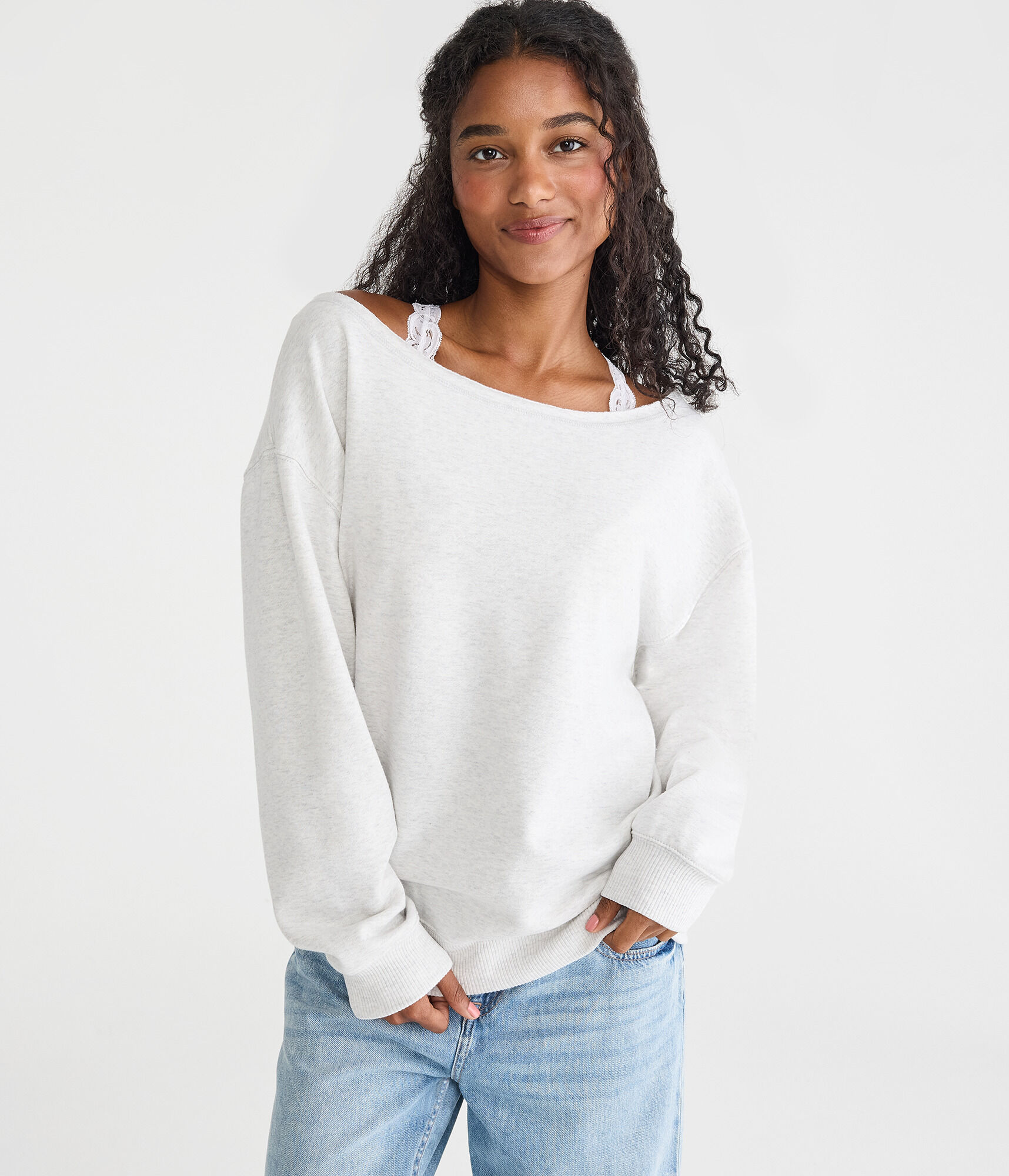 Cloud Soft Oversized Off-The-Shoulder Sweatshirt