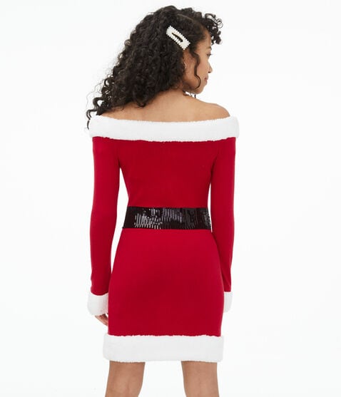 Long Sleeve Santa Baby Off-The-Shoulder Dress