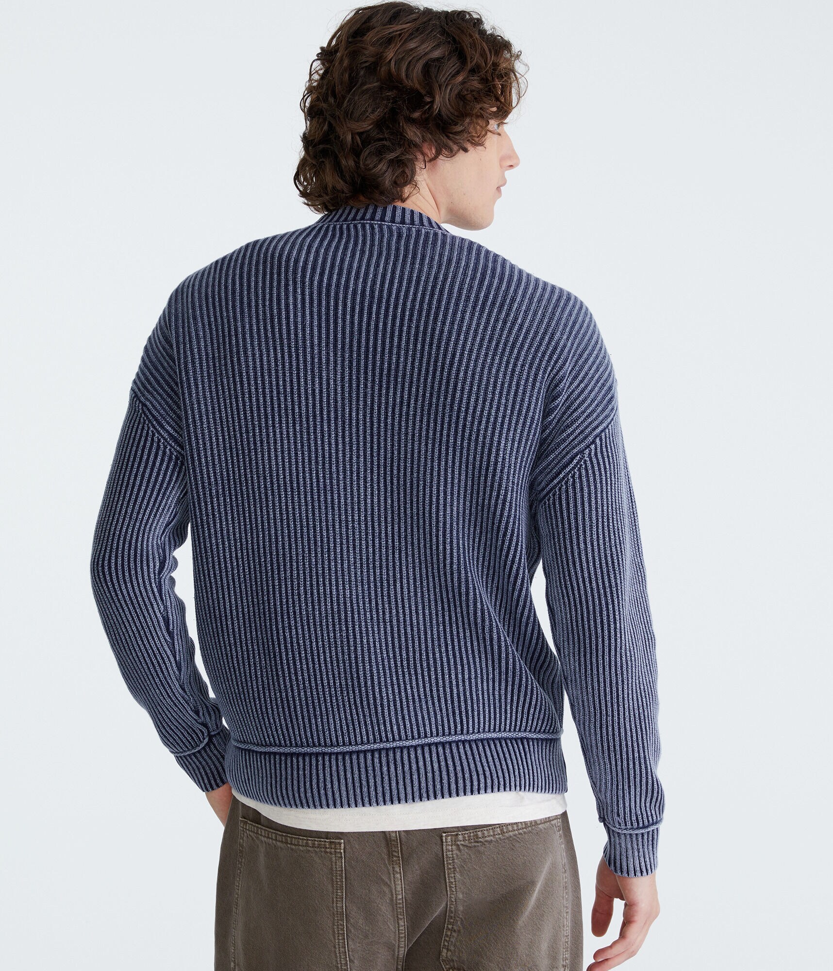 Solid Ribbed Crew Sweater