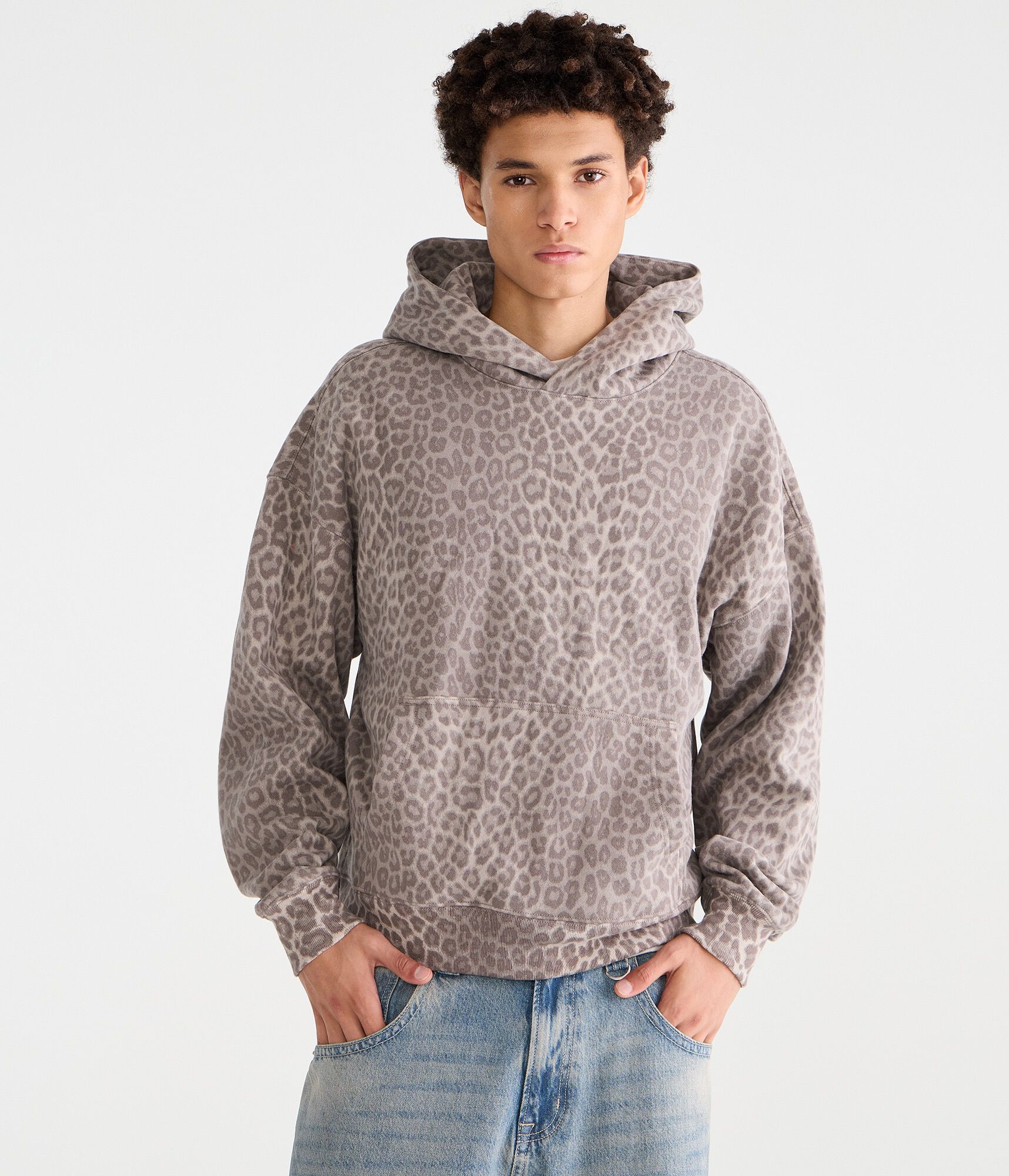 Cloud Soft Leopard Print Boxy Pullover Hoodie