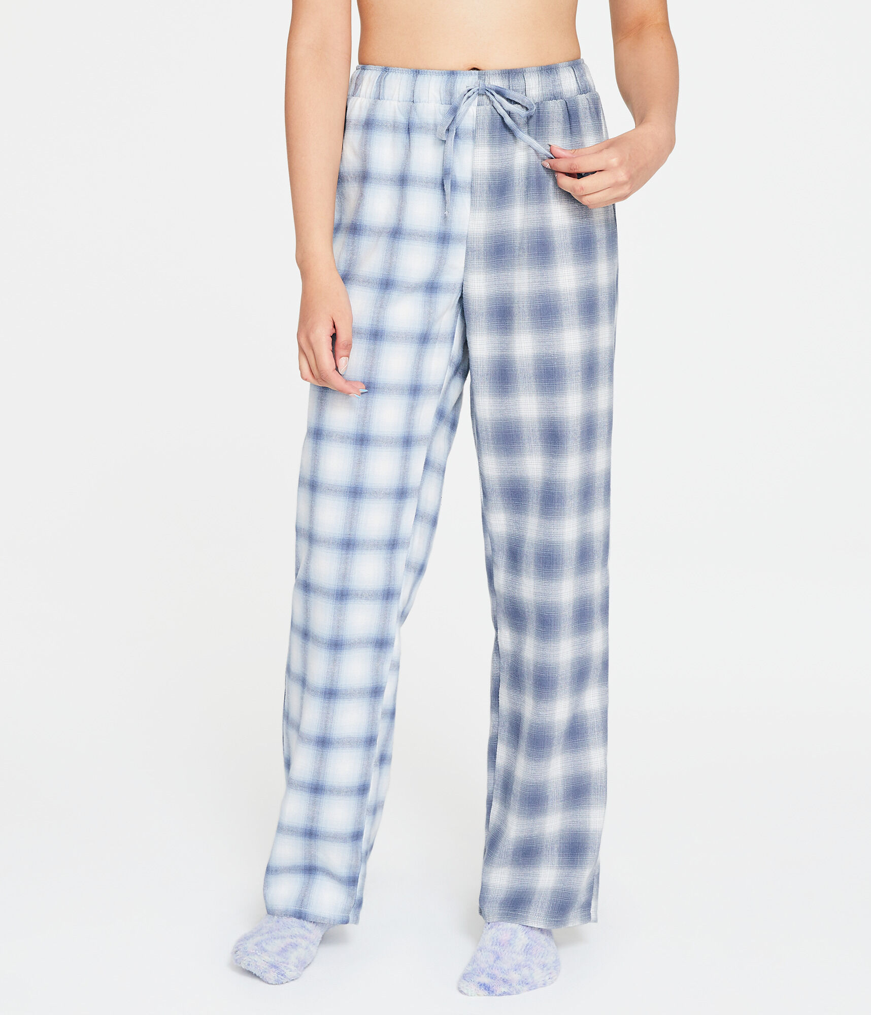 Mixed Plaid Mid-Rise Flannel Sleep Pants