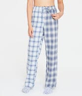 Mixed Plaid Mid-Rise Flannel Sleep Pants