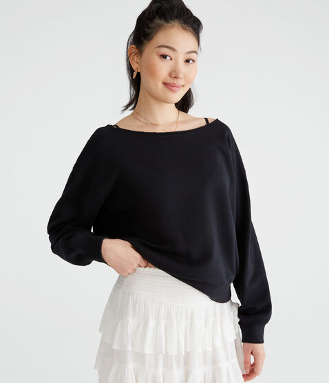 Solid Off-The-Shoulder Sweatshirt