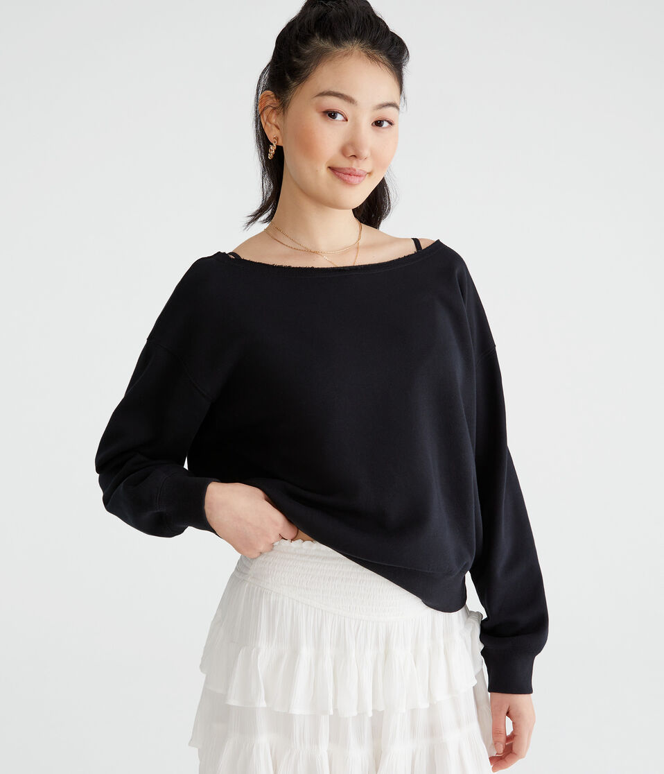 Solid Off-The-Shoulder Sweatshirt
