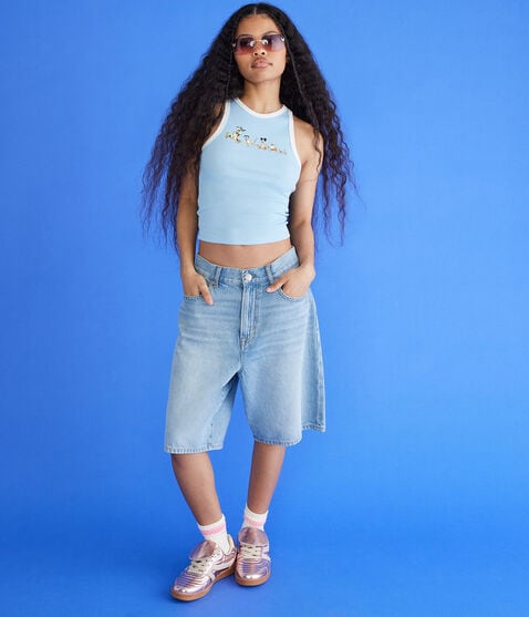 Mickey & Friends | Aero Friends Together Cropped High-Neck Ringer Tank