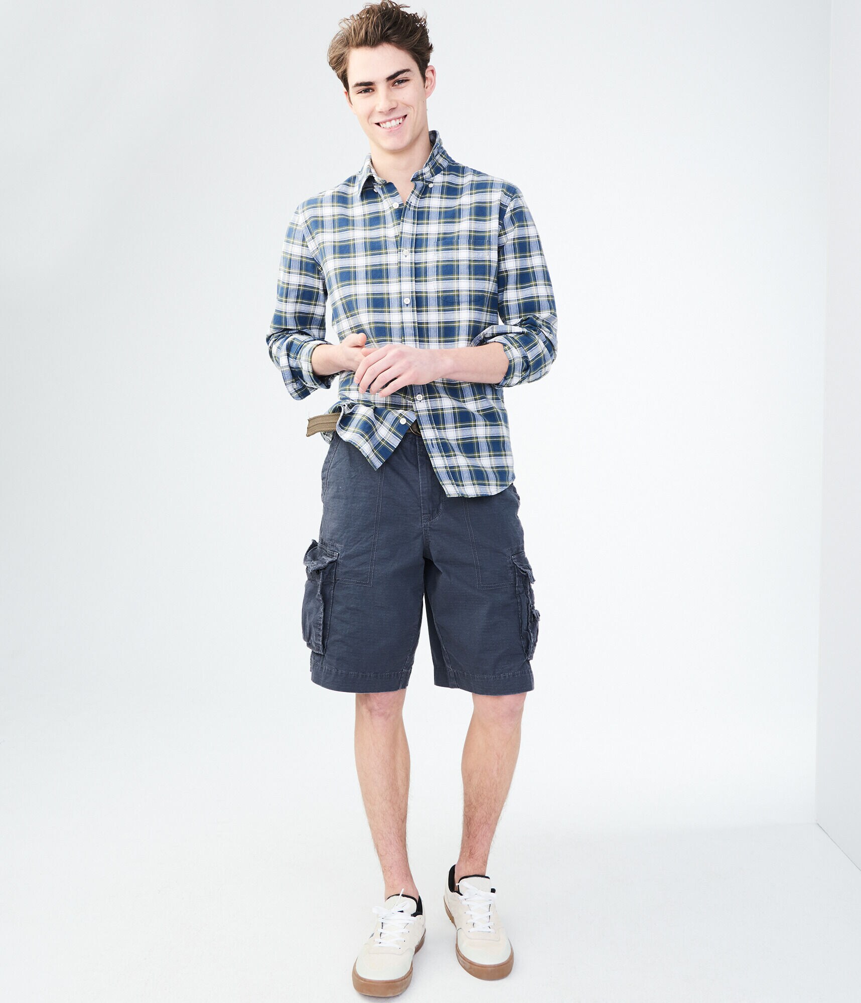 Long Sleeve Plaid Oxford Woven Shirt